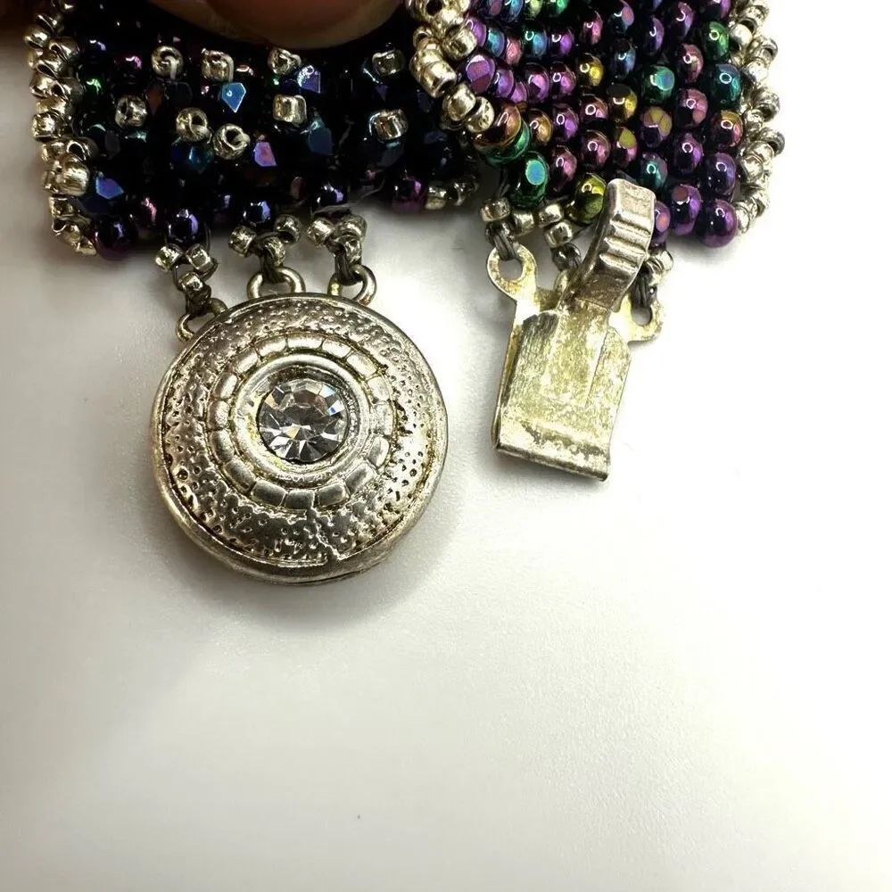 Purple beaded wide bracelet - Picture 4 of 7